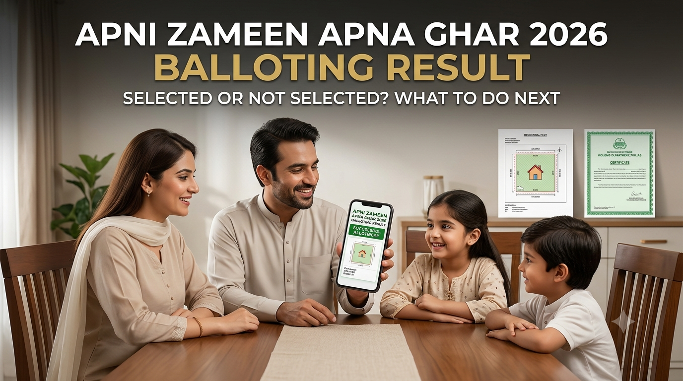 Apni Zameen Apna Ghar 2026 balloting result update for selected and non-selected applicants